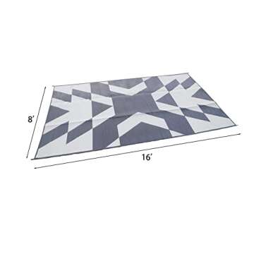 Glamplife Recycled Waterproof RV Rug | XL Outdoor Rug for Camping | Portable Outdoor Area Rug | 8x16...