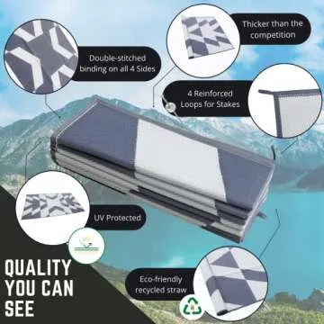 Glamplife Waterproof RV Rug for Camping | 8x16 Outdoor Rug