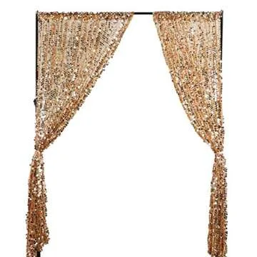 SFN SKY Gold Big Payatte Sequin 18MM Sequin Backdrop Drapes Curtains Panels,Fashion 9FTx9FT Backdrop...