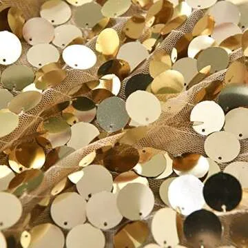 SFN SKY Gold Big Payatte Sequin 18MM Sequin Backdrop Drapes Curtains Panels,Fashion 9FTx9FT Backdrop for Thanksgiving Christmas Home Party Decoration Supplies