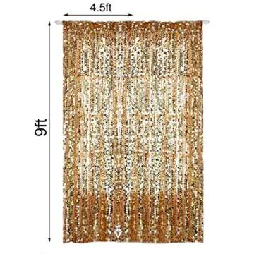 SFN SKY Gold Big Payatte Sequin 18MM Sequin Backdrop Drapes Curtains Panels,Fashion 9FTx9FT Backdrop for Thanksgiving Christmas Home Party Decoration Supplies