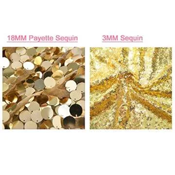 SFN SKY Gold Big Payatte Sequin 18MM Sequin Backdrop Drapes Curtains Panels,Fashion 9FTx9FT Backdrop for Thanksgiving Christmas Home Party Decoration Supplies