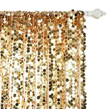 SFN SKY Gold Big Payatte Sequin 18MM Sequin Backdrop Drapes Curtains Panels,Fashion 9FTx9FT Backdrop for Thanksgiving Christmas Home Party Decoration Supplies
