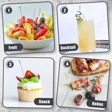 Cocktail Picks 16Pcs Reusable Stainless Steel Drink Sticks with Storage Cup