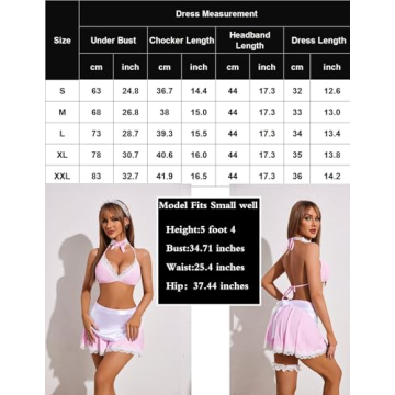 Avidlove Sexy Maid Lingerie Women Roleplay Cosplay Costume Pink