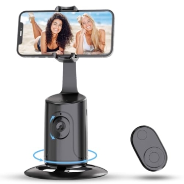 Auto Face Tracking Tripod - 360° Rotation Auto Tracking Phone Holder, No App, Phone Camera Mount wi...