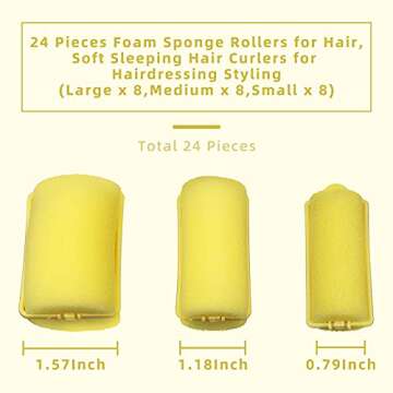 Hair Rollers,24 Pieces Foam Sponge Rollers for Hair,Soft Sleeping Hair Curlers for Hairdressing Styl...