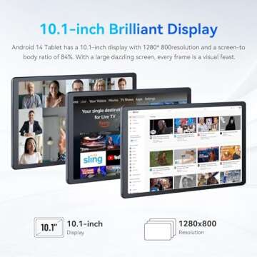 Jeazans 10.1 inch Tablet with 128GB Storage and HD Display
