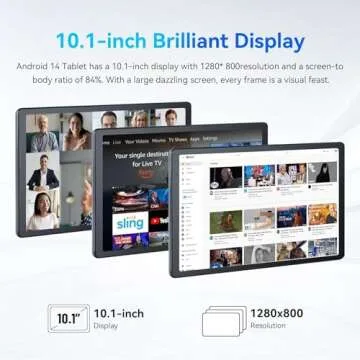 Jeazans 10.1 inch Tablet with 128GB Storage and HD Display