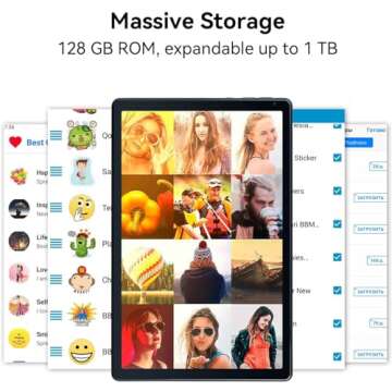 Jeazans 10.1 inch Tablet with 128GB Storage and HD Display
