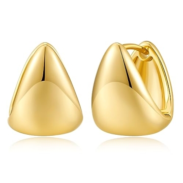 FAMARINE Chunky Gold Huggie Earrings For Women – Minimalist Teardrop Design and Hypoallergenic Com...