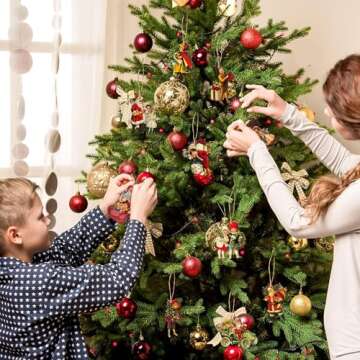 L1rabe Christmas Wooden Hanging Ornaments - 46Pcs Vintage Xmas Victorian Style Banner Santa Claus Child Hanging Decorations, Christmas Party Theme Decoration Anniversary or Christmas for Party Decor