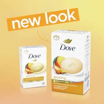 Dove Beauty Bar Soap Glowing Mango & Almond Butters, 6 Bars for Radiant Skin, Illuminates Skin 3.75 oz