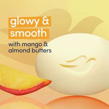 Dove Beauty Bar Soap Glowing Mango & Almond Butters, 6 Bars for Radiant Skin, Illuminates Skin 3.75 oz