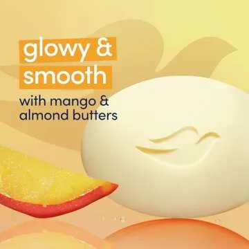 Dove Beauty Bar Soap Glowing Mango & Almond Butters, 6 Bars for Radiant Skin, Illuminates Skin 3.75 oz