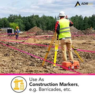 AdirPro 12 Pack Fluorescent Flagging Tape - Multipurpose Neon Marking Tape - Great Visual Labeling & Tagging for Home & Workplace Use (Fluorescent Pink, 150 feet)