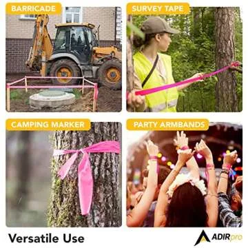 AdirPro 12 Pack Fluorescent Flagging Tape - Multipurpose Neon Marking Tape - Great Visual Labeling & Tagging for Home & Workplace Use (Fluorescent Pink, 150 feet)