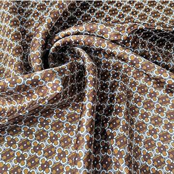 JERLA Women's Men's Small Square Real Mulberry Silk Scarfs Hair scarf head neck face scarf 21" x 21" (Clover coffee)