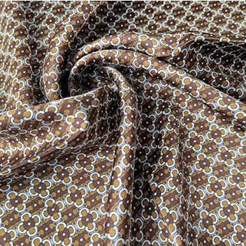 JERLA Women's Men's Small Square Real Mulberry Silk Scarfs Hair scarf head neck face scarf 21" x 21" (Clover coffee)