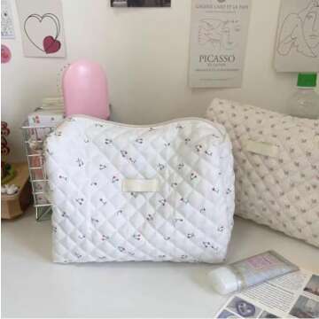 YSONG Makeup Cosmetic Bag,Cotton Large Travel Organizer Toiletry Bag for Women for Toiletries Access...