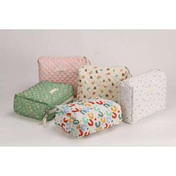 YSONG Makeup Cosmetic Bag,Cotton Large Travel Organizer Toiletry Bag for Women for Toiletries Accessories Brushes