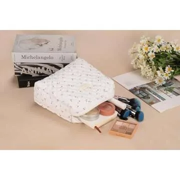 YSONG Makeup Cosmetic Bag,Cotton Large Travel Organizer Toiletry Bag for Women for Toiletries Accessories Brushes