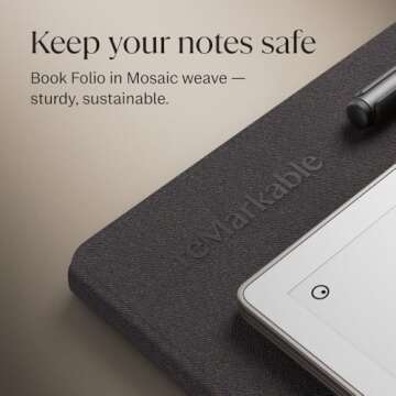 reMarkable Paper Pro Bundle – Mosaic Weave | Includes 11.8” reMarkable Paper Tablet, Marker Plus Pen with Eraser, and a Book Folio Cover in Mosaic Weave – Basalt