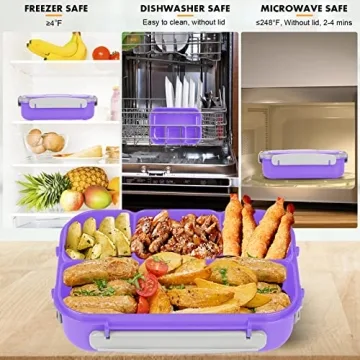 Purple Bento Box 1300ML Leak-Proof Microwave Safe