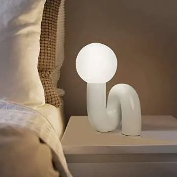 Arturesthome Table Lamp Creative Nordic Desk Lamp for Living Room Bedside Lamp for Bedroom Study Reading Light with Bulbs White