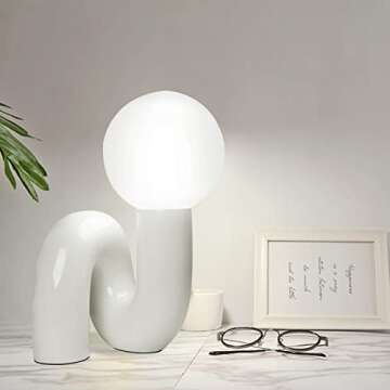 Arturesthome Table Lamp Creative Nordic Desk Lamp for Living Room Bedside Lamp for Bedroom Study Reading Light with Bulbs White