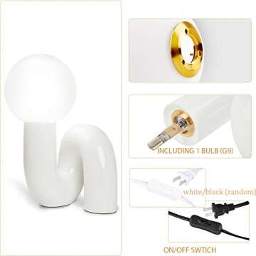 Arturesthome Table Lamp Creative Nordic Desk Lamp for Living Room Bedside Lamp for Bedroom Study Reading Light with Bulbs White