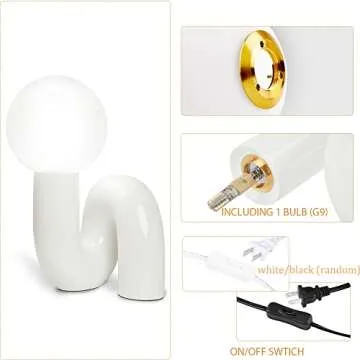 Arturesthome Table Lamp Creative Nordic Desk Lamp for Living Room Bedside Lamp for Bedroom Study Reading Light with Bulbs White