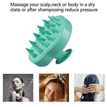 Hair Scalp Massager,Scalp Care Brush, Coobi Scalp Shampoo Brush with Soft Silicon Brush Head-Light Green