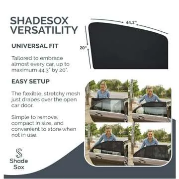 SHADESOX Car Side Window Sunshade (2-Pack) | Window Shade for Baby in Car | Universal Fit for 99% of Cars & Mid Size SUVs | Rear Car Window Shades for Kids and Children | Sun Blocker Window Screens