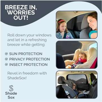 SHADESOX Car Side Window Sunshade (2-Pack) | Window Shade for Baby in Car | Universal Fit for 99% of Cars & Mid Size SUVs | Rear Car Window Shades for Kids and Children | Sun Blocker Window Screens