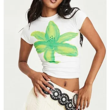 Y2k Baby Tees for Women - Vintage Aesthetic Graphic Tops