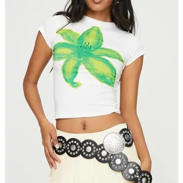 Y2k Baby Tees for Women - Vintage Aesthetic Graphic Tops