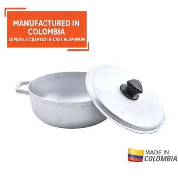 IMUSA 2.6 Quart Traditional Natural Made in Colombia Caldero with Lid for Cooking and Serving, Silver