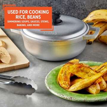 IMUSA 2.6 Quart Traditional Natural Made in Colombia Caldero with Lid for Cooking and Serving, Silver