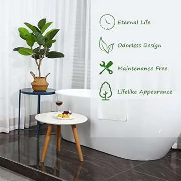 Kazeila 3FT Artificial Rubber Tree for Home and Office Decor