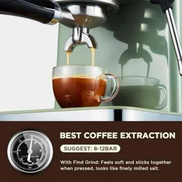 Neretva Espresso Coffee Maker with Milk Frother for Home