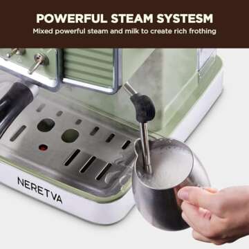 Neretva Espresso Coffee Maker with Milk Frother for Home