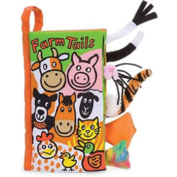 Farm Tails: A Soft Activity Baby Book by Jellycat - Children's Book - Baby Gift