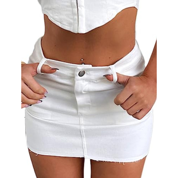 Justalwart Women's White Mini Denim Skirt for Summer