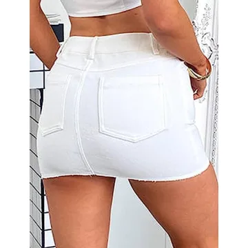 Justalwart Women's White Mini Denim Skirt for Summer
