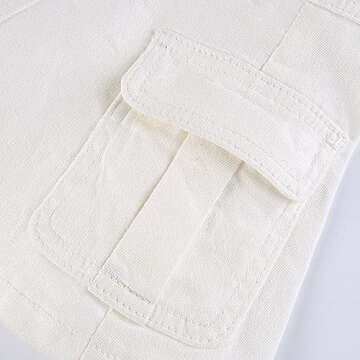 MISSACTIVER Women’s Low Waist Jeans Skirt Zipper Back 90S Streetwear Patchwork A-line Mini Skirt with Pockets White