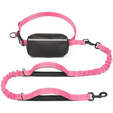 iYoShop Hands Free Dog Leash with Zipper Pouch, Dual Padded Handles and Durable Bungee for Walking, ...