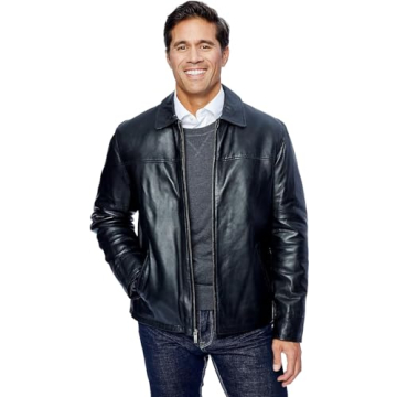 Excelled Leather Men's New Zealand Lambskin Classic Open Bottom Jacket - Luxurious Black Leather - X...