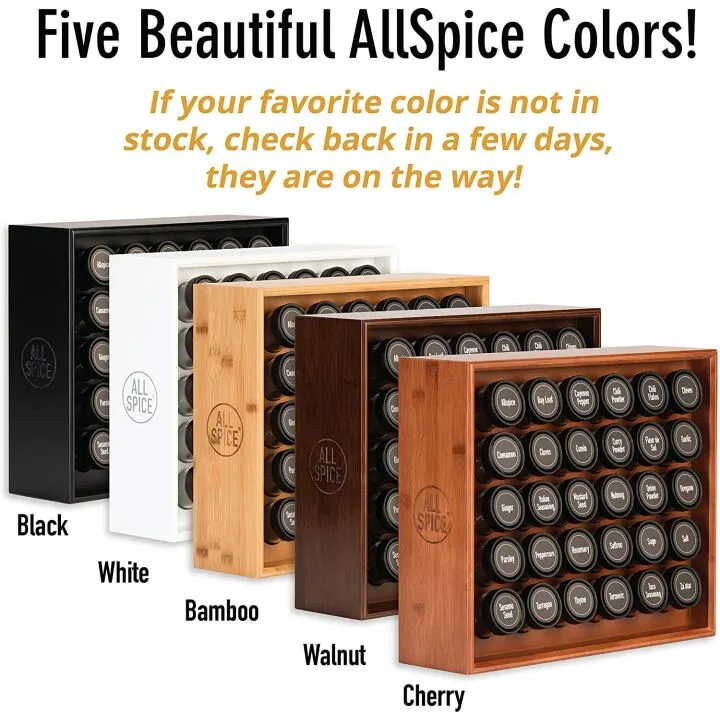 Bamboo Spice Rack with 30 Jars for Organized Cooking