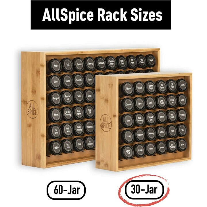Bamboo Spice Rack with 30 Jars for Organized Cooking